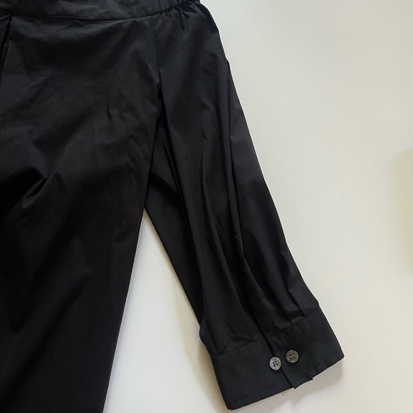 Theory Cotton Poplin Off Shoulder Black Dress - Picture 7 of 14